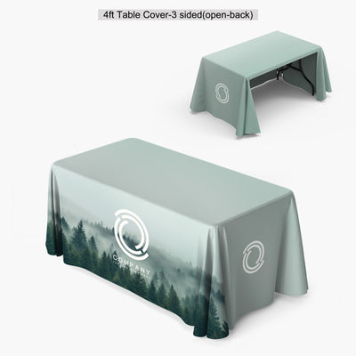 4ft Table Cover 3 Sided (Open Back)