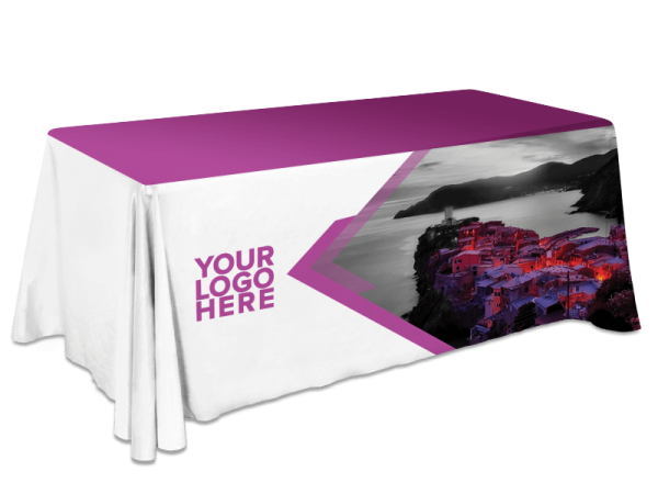 8ft Table Cover 3 sided (open back)