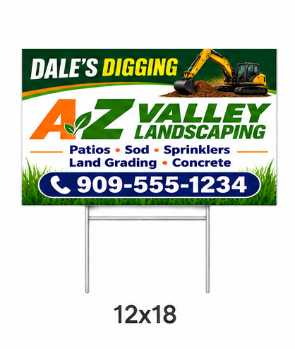 12x18 custom yard sign printing with full color design and metal H-stake