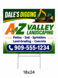 18x24 custom yard sign printing with full color graphics and metal H-stake for businesses and events