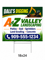 18x24 custom yard sign printing with full color graphics and metal H-stake for businesses and events
