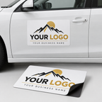 Custom printed matte vehicle magnet mockup with black and gold sample artwork