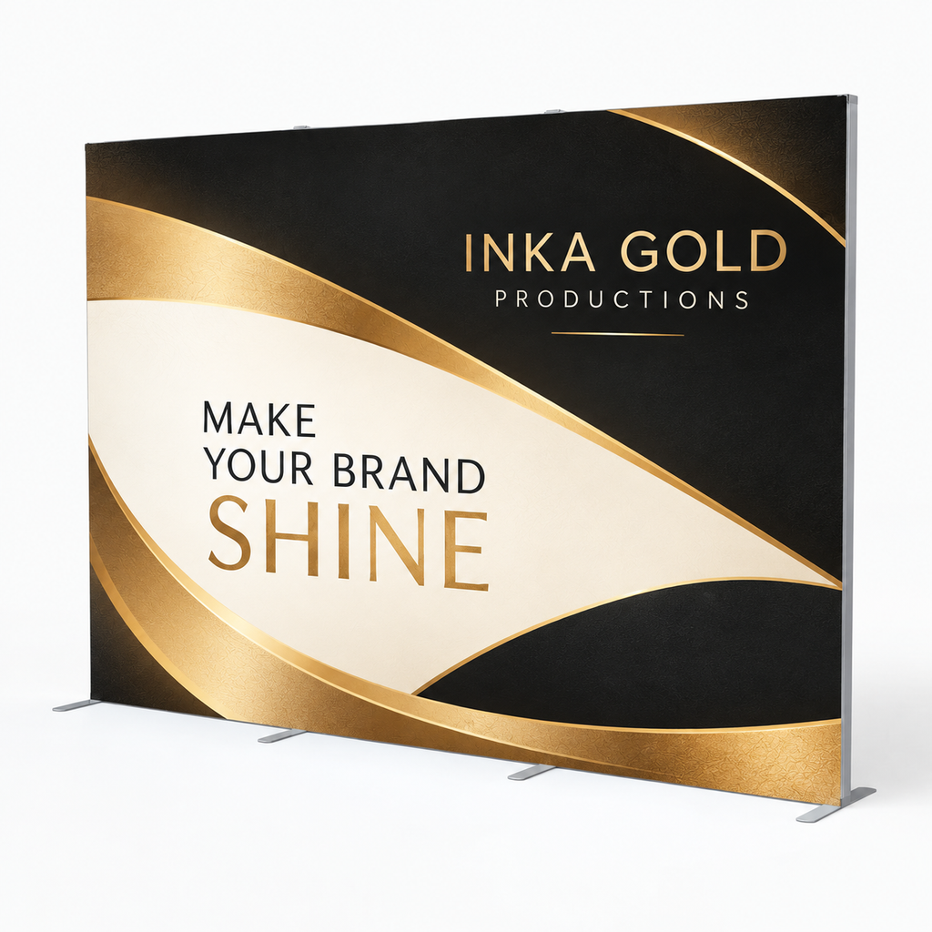 Inka Gold Productions 10ft seg backlit pop up display branded product mockup