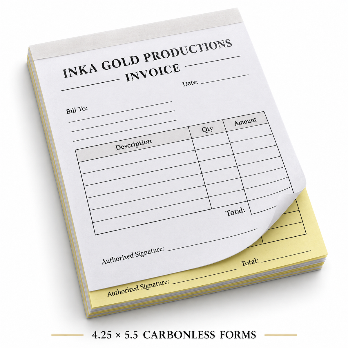 4.25 x 5.5 Carbonless Forms — Inka Gold Productions product display
