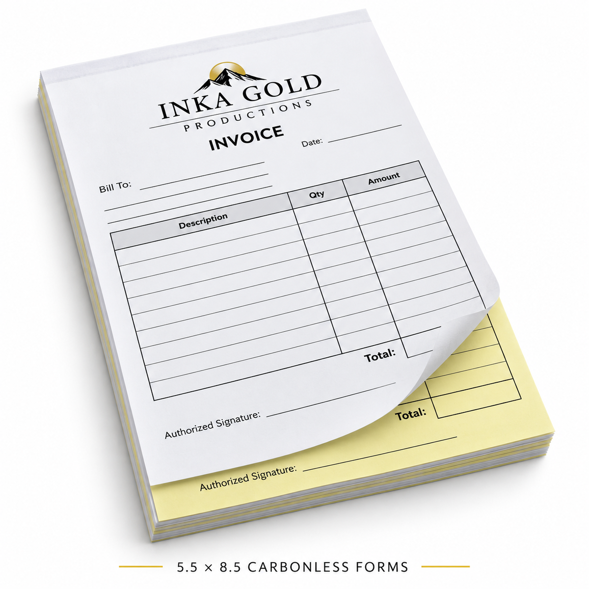 5.5 x 8.5 Carbonless Forms — Inka Gold Productions product display