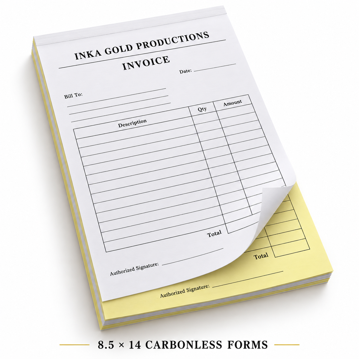 8.5 x 14 Carbonless Forms — Inka Gold Productions product display