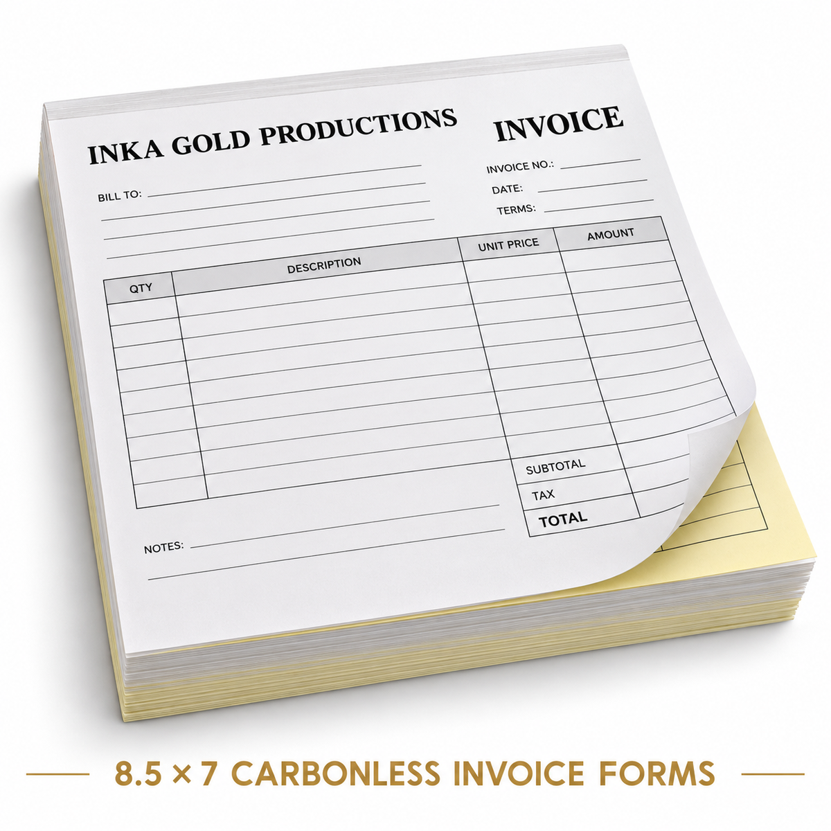8.5 x 7 Carbonless Invoice Forms – 3-Part NCR