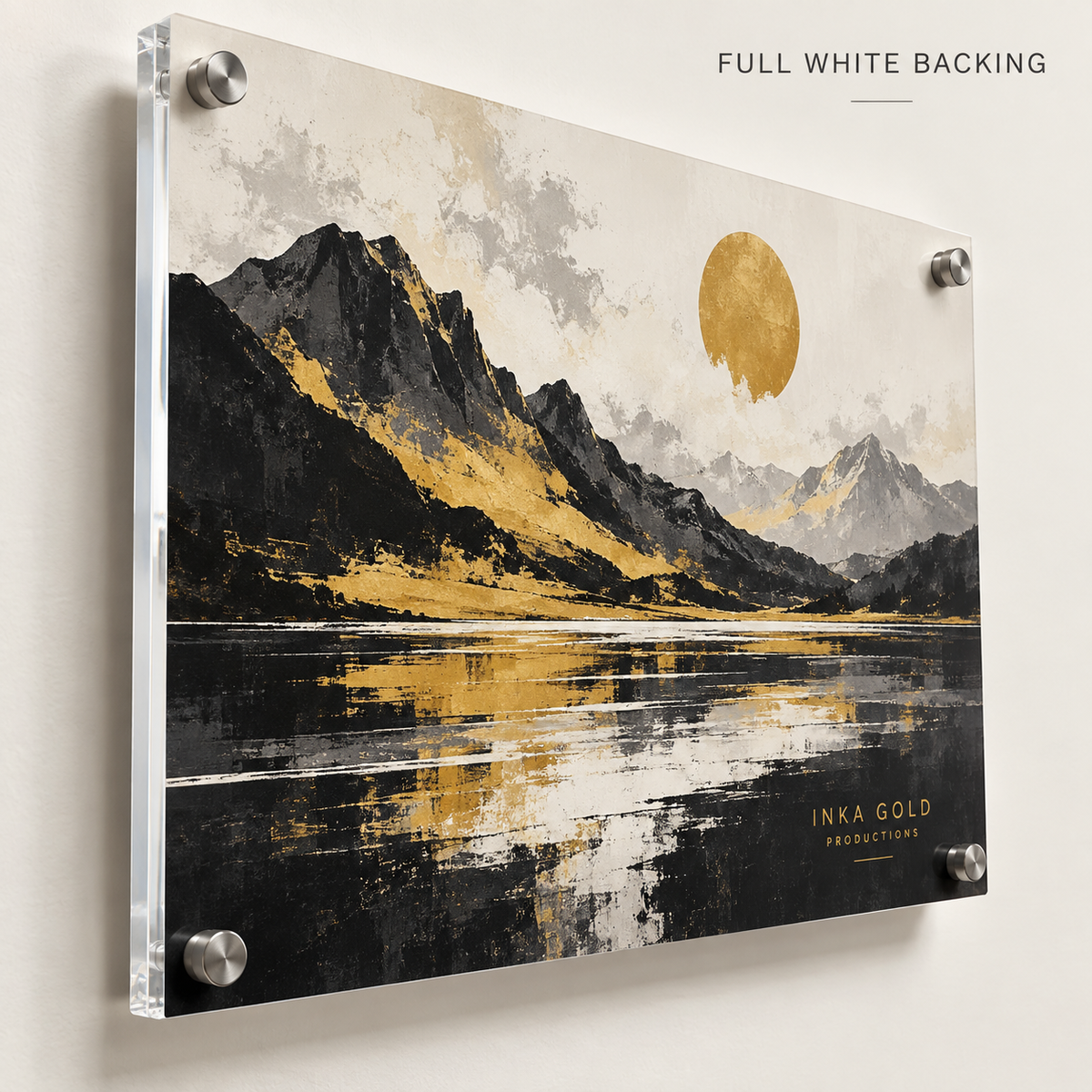 Clear Acrylic Prints – Full White Backing with optional standoff mounting — illustrative product mockup