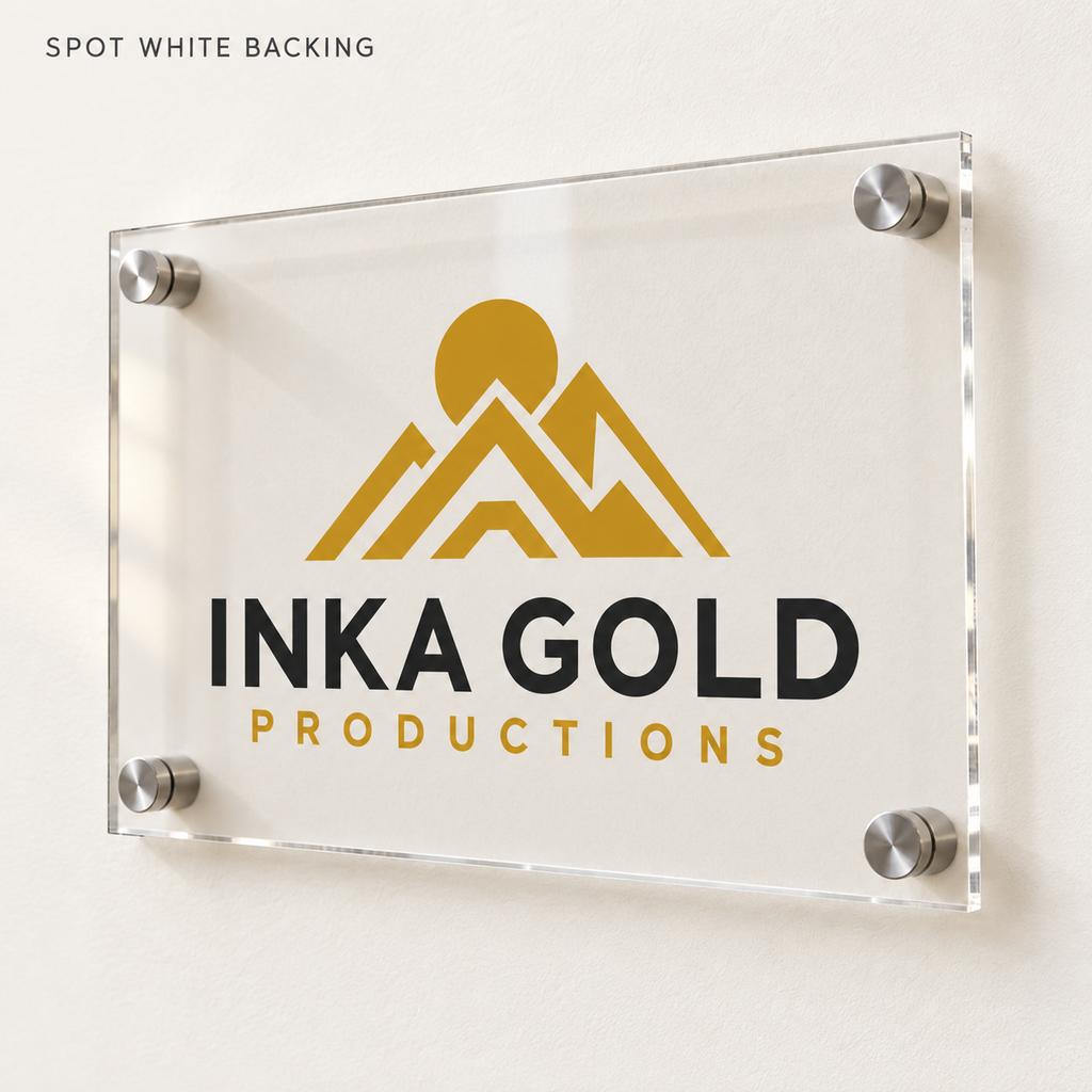 Clear Acrylic Prints – Spot White Backing with optional standoff mounting — illustrative product mockup