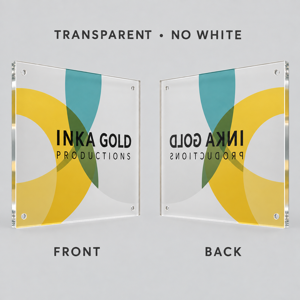 Clear Acrylic Prints – Transparent front and back comparison — illustrative product mockup