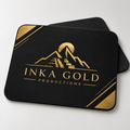 Custom 8 x 10 inch mouse pad with black and gold Inka Gold Productions design