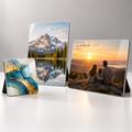 Custom glossy tabletop photo plaques in square, portrait and landscape sizes