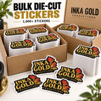 Inka Gold Productions die cut stickers bulk custom printed product mockup