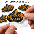 Inka Gold Productions sticker detail printed vinyl detail mockup